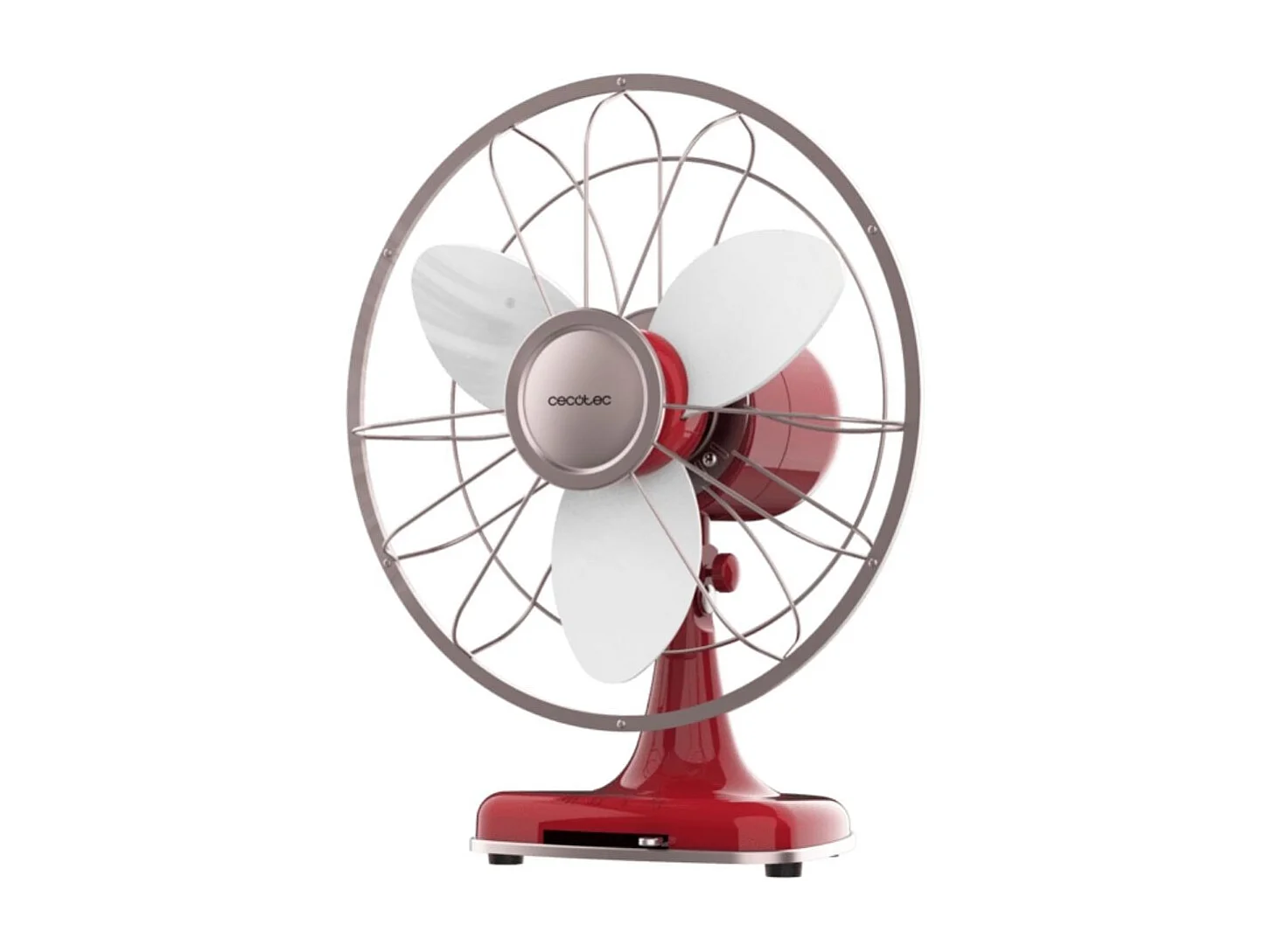 Ventilador de sobremesa Cecotec EnergySilence 1090 RetroDesk Design 40W 3 velocidades orientable rojo Ø30 cm