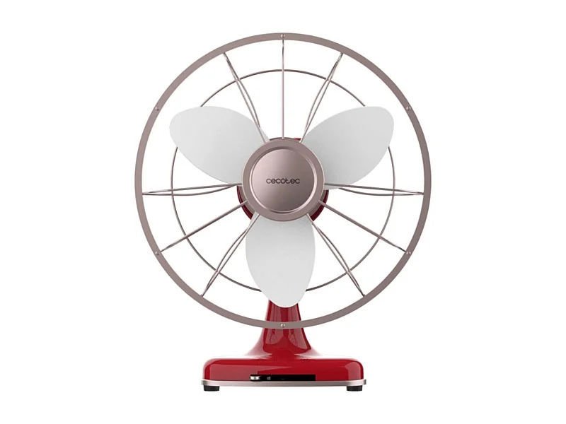 Ventilador de sobremesa Cecotec EnergySilence 1090 RetroDesk Design 40W 3 velocidades orientable rojo Ø30 cm