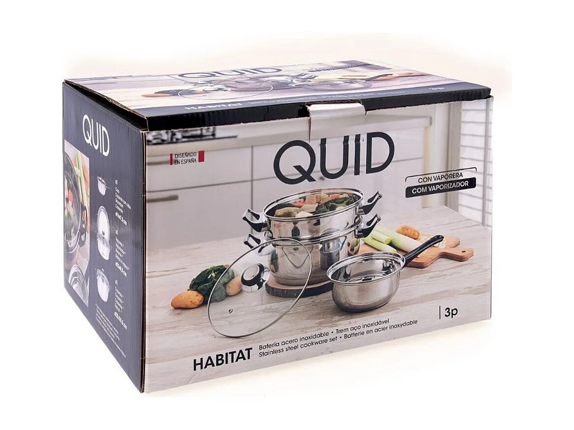 Batería de cocina 3 piezas Habitat Quid acero inoxidable
