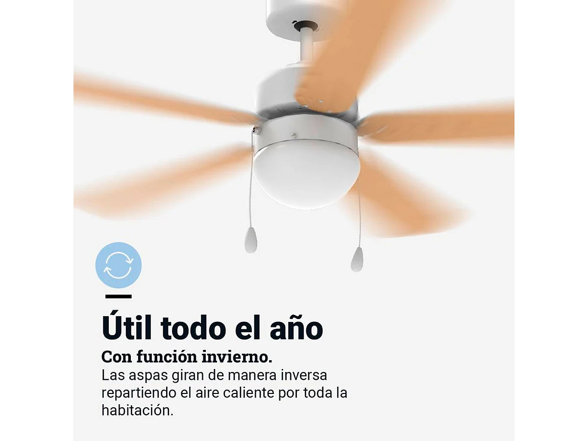 Ventilador de techo Etesios 6052W Universal Blue 60W 5 aspas reversibles blanco/natural Ø132 cm
