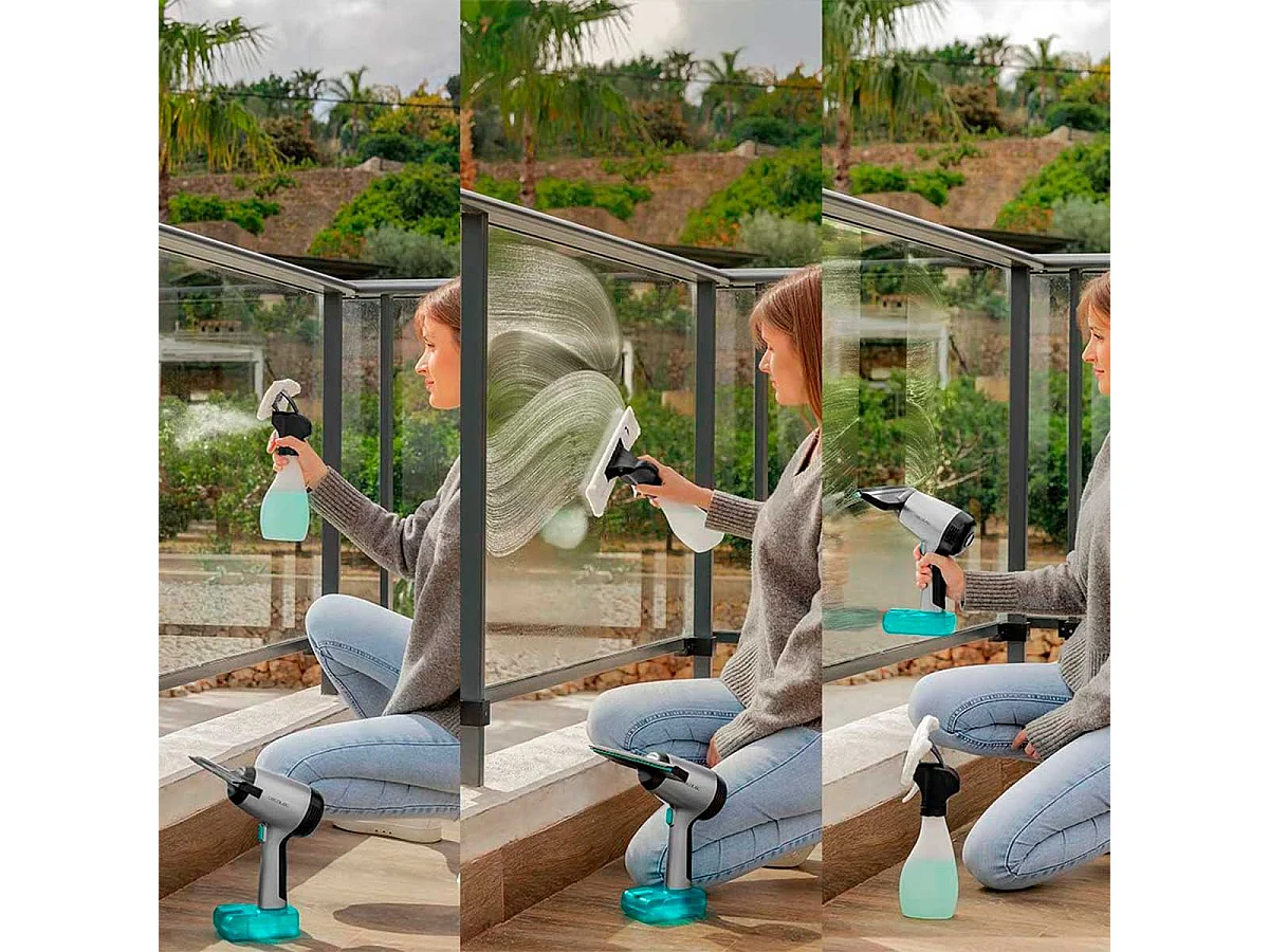 Aspirador limpiacristales Cecotec Conga Rockstar 3700 Glass 3 en 1 con accesorios inox