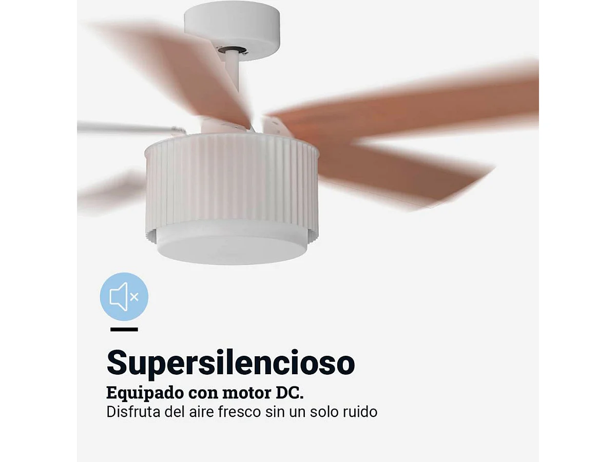 Ventilador de techo Morget 6042W Universal Blue 5 aspas mando a distancia blanco/natural Ø106 cm