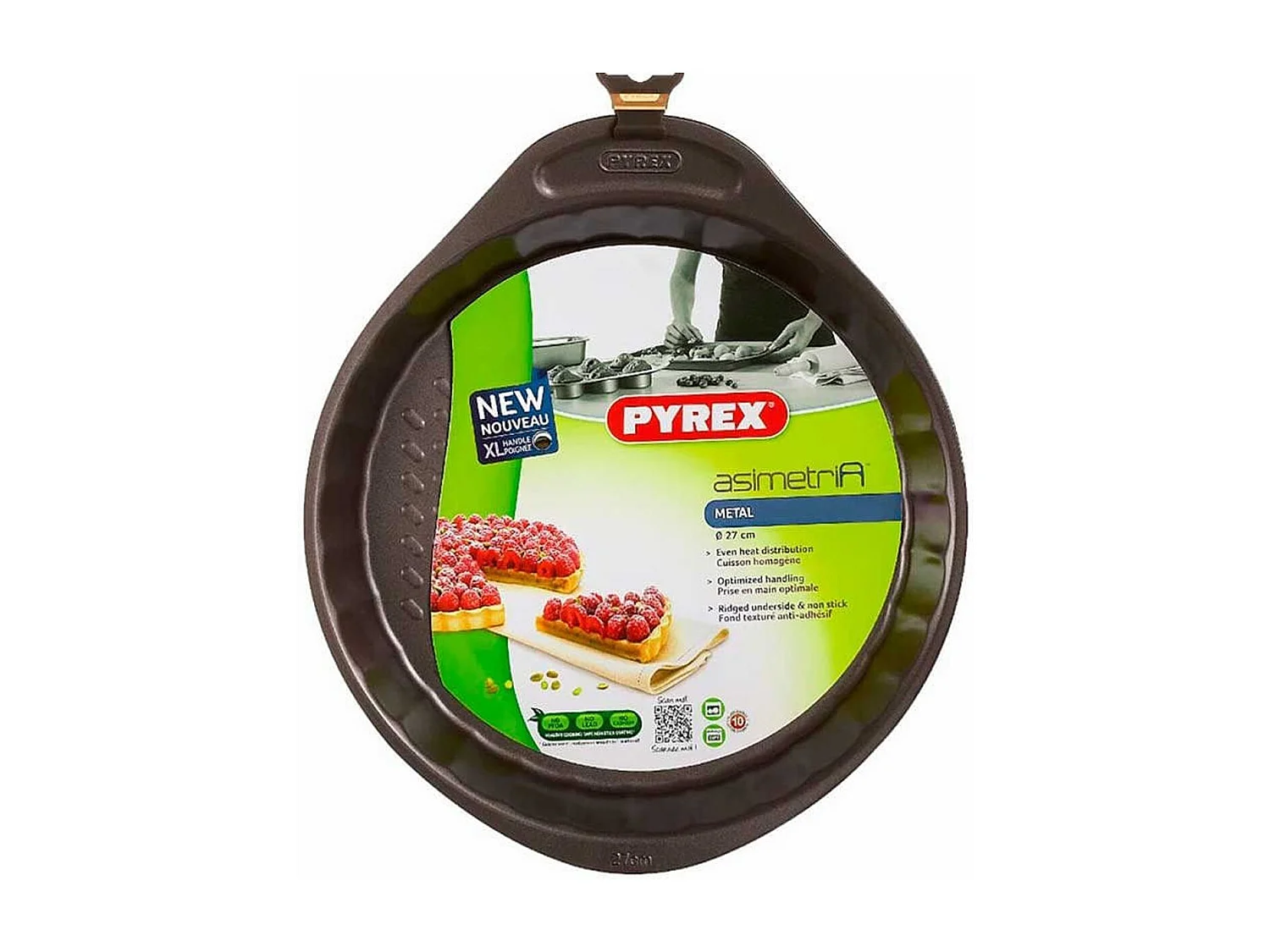 Molde de tarta plano Asimetría Pyrex antiadherente inox Ø27x4 cm