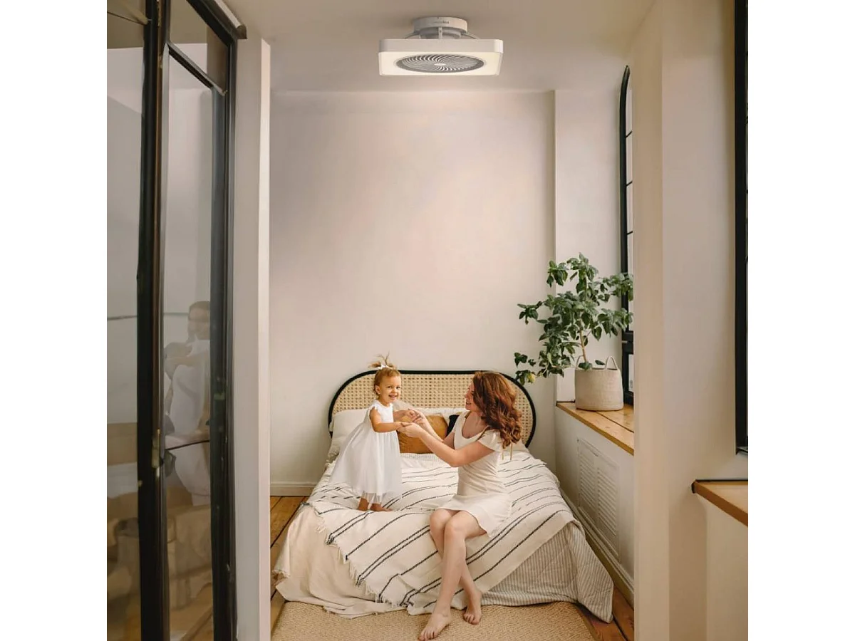 Ventilador de techo Solano 36W aspas ocultas mando a distancia blanco Ø48 cm