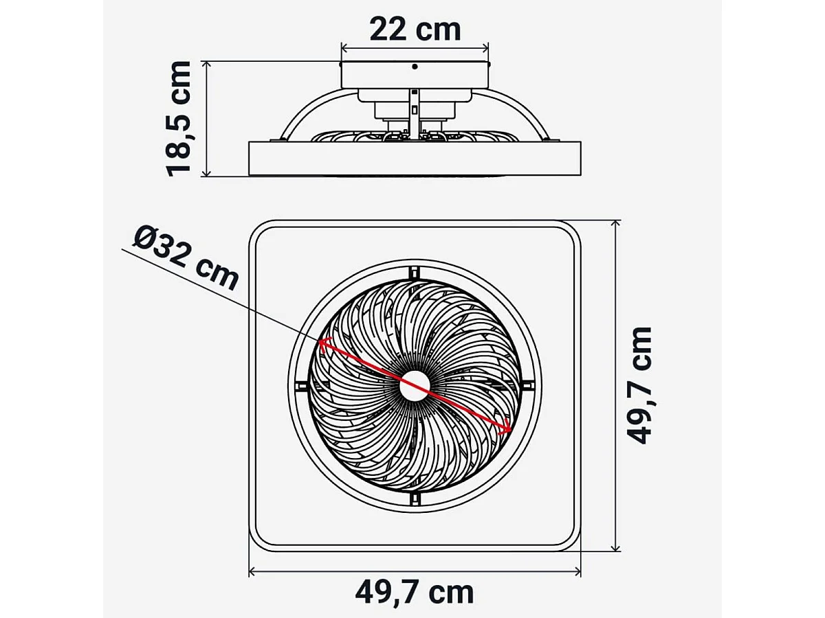 Ventilador de techo Solano 36W aspas ocultas mando a distancia blanco Ø48 cm