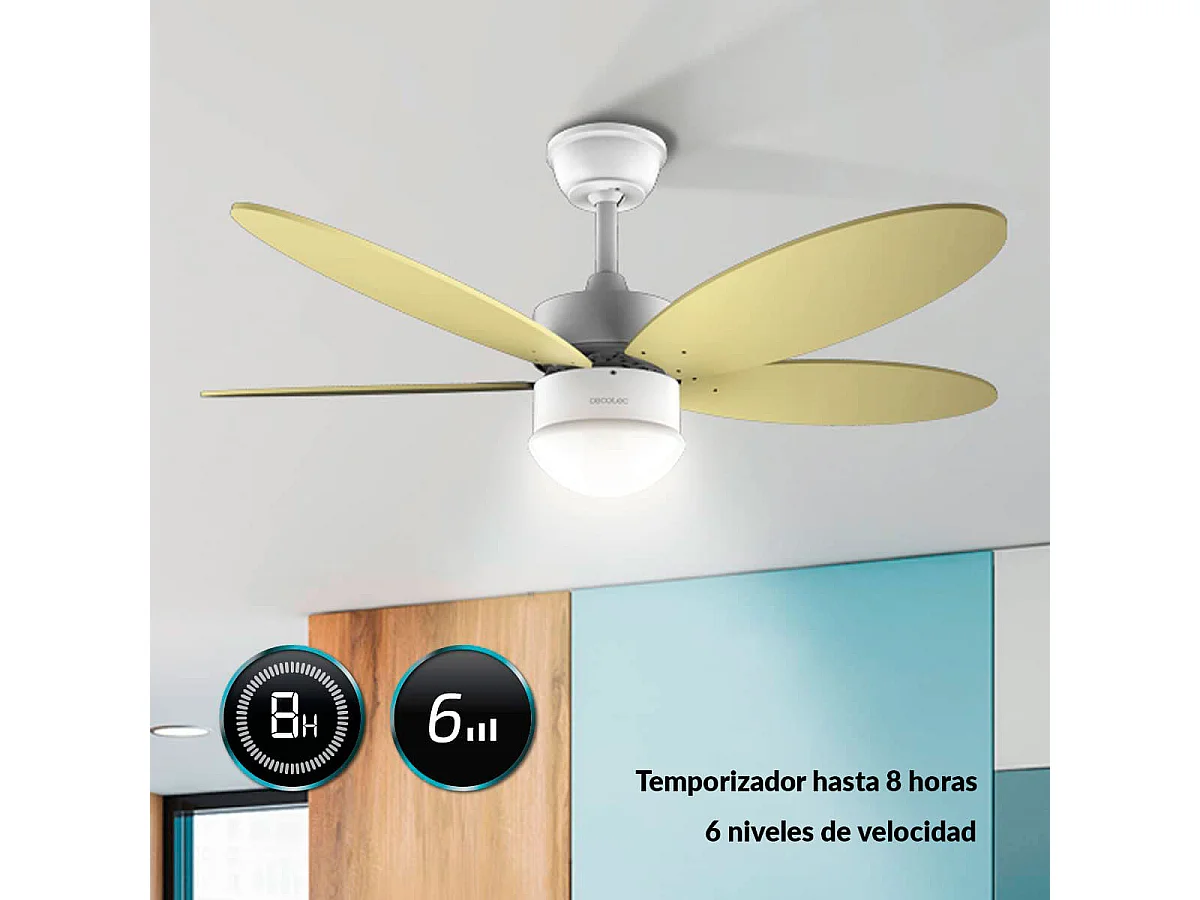Ventilador de techo Cecotec EnergySilence Aero 4260 SunLight 40W función verano/invierno amarillo Ø106 cm
