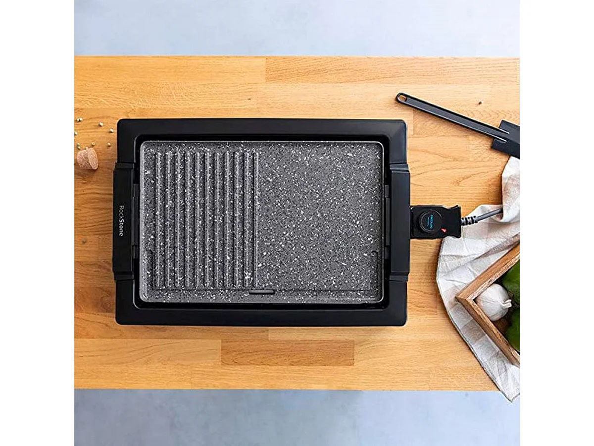 Plancha eléctrica Cecotec Tasty&Grill 2000 Inox MixStone 2000W negro/inox