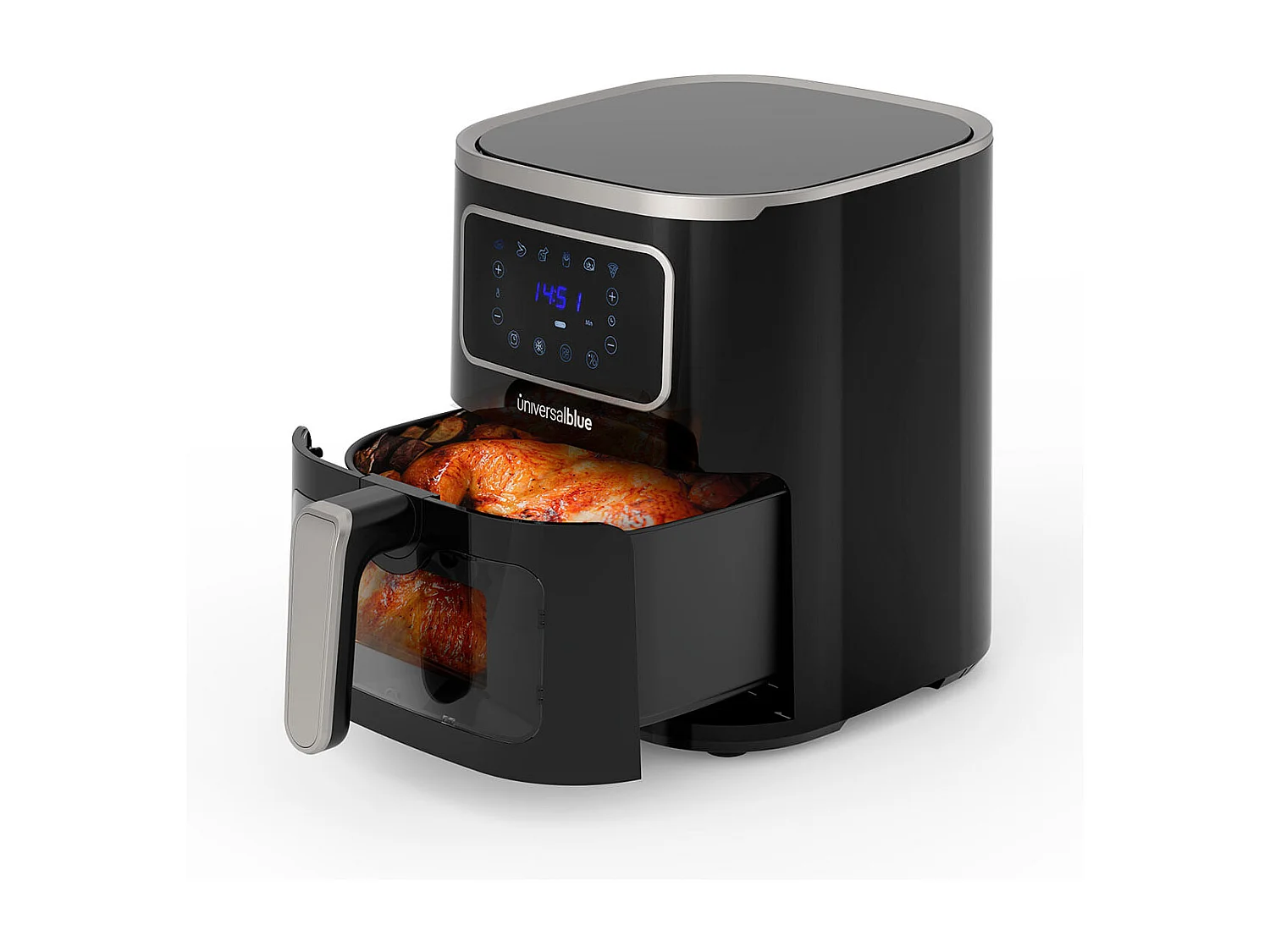 Freidora de aire Air Crispy 6005B Universal Blue 1450W 5L 6 recetas con accesorios negro