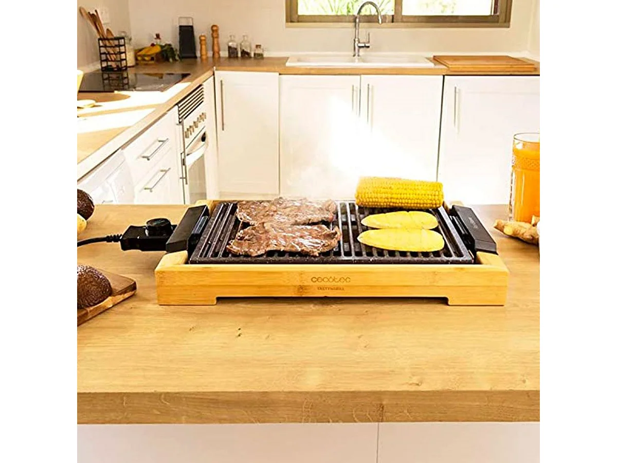 Plancha eléctrica Cecotec Tasty&Grill 2000 Bamboo LineStone 2000W madera/gris