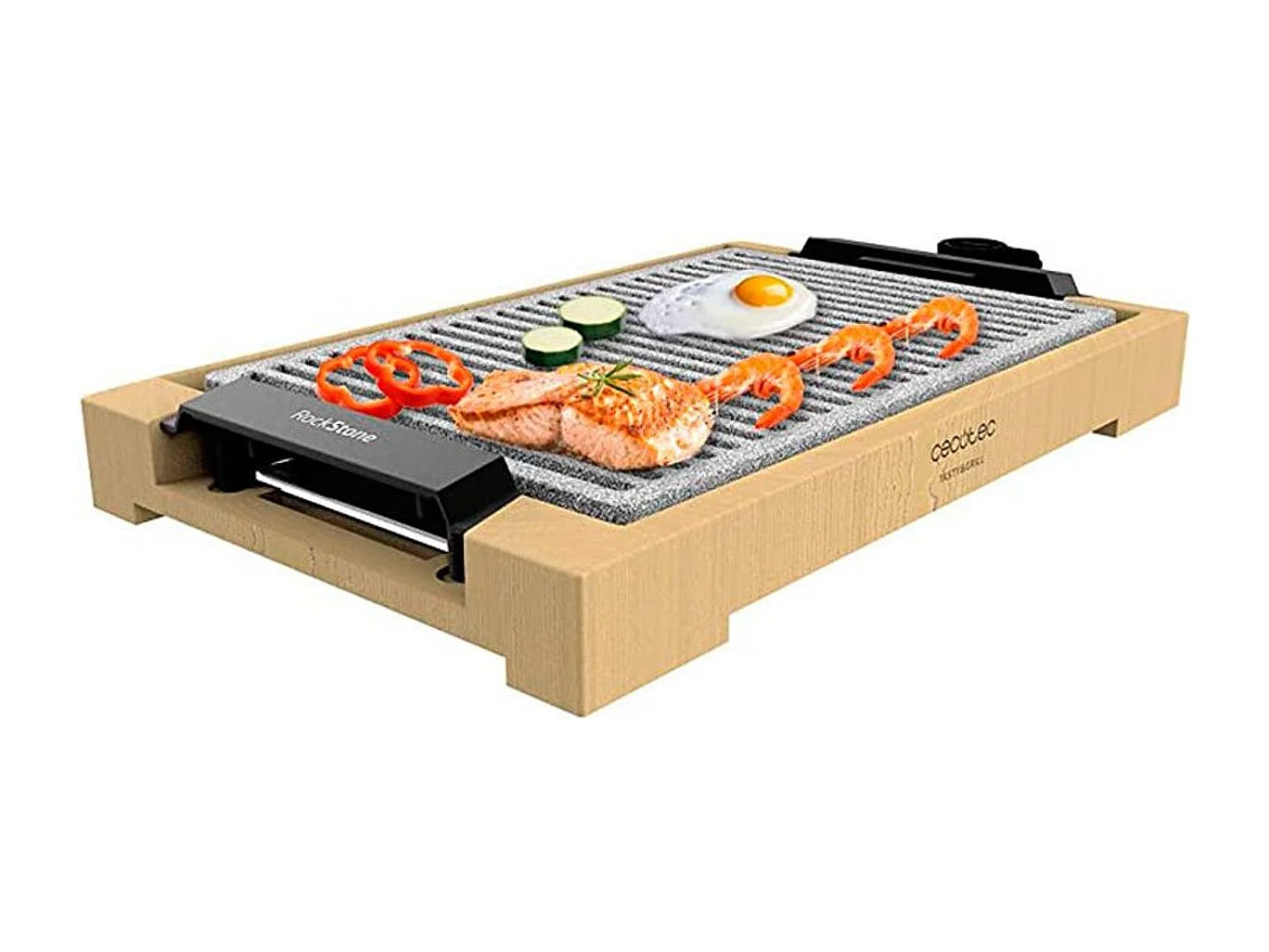 Plancha eléctrica Cecotec Tasty&Grill 2000 Bamboo LineStone 2000W madera/gris