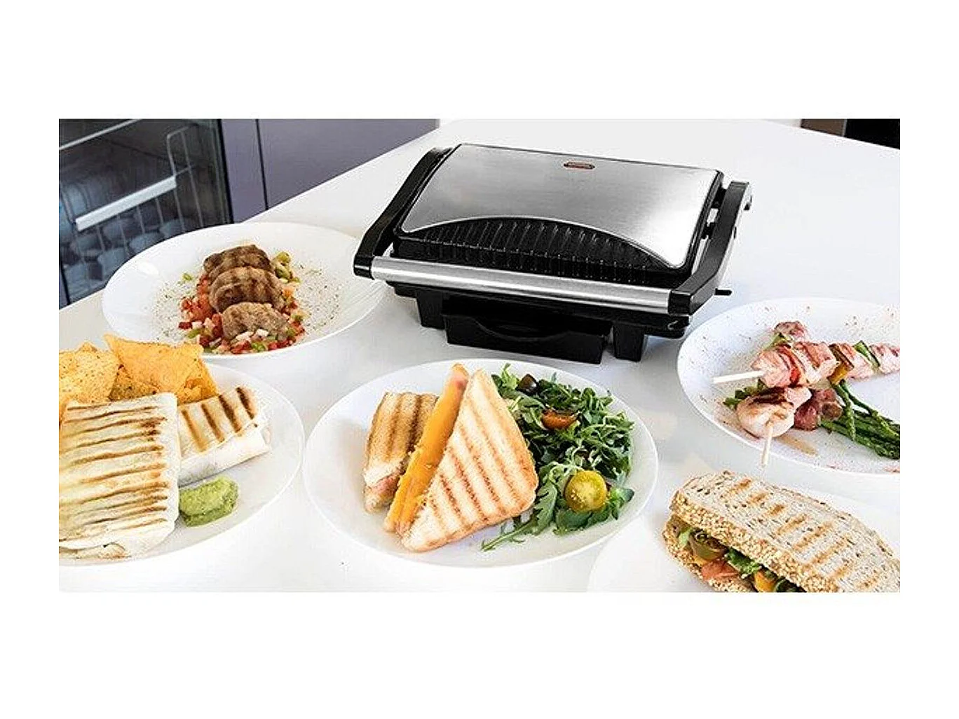 Parrilla eléctrica Cecotec Rock'n Grill 1000W negro/inox