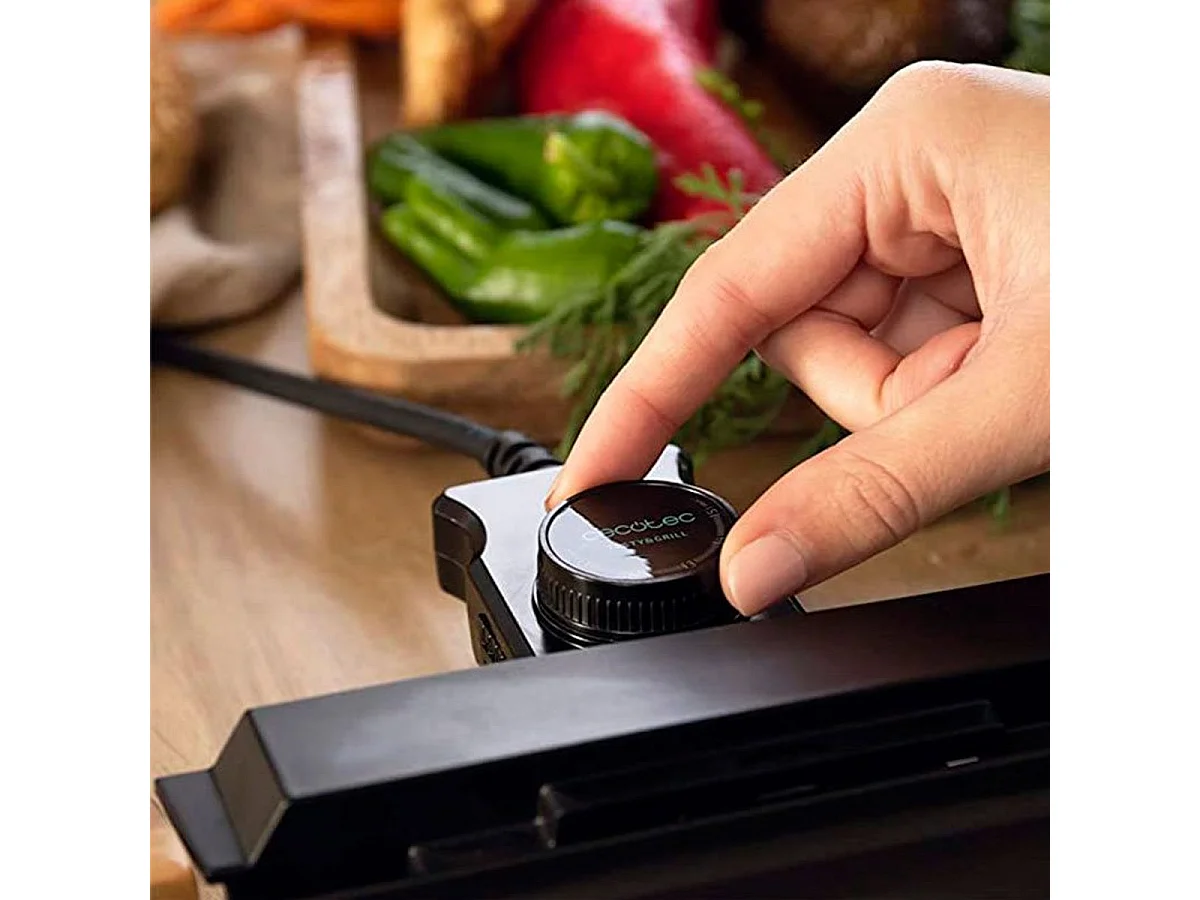 Plancha eléctrica Cecotec Tasty&Grill 2000 Bamboo 2000W madera/negro