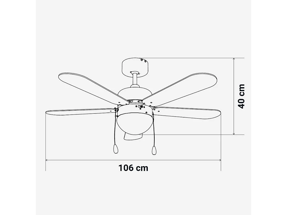 Ventilador de techo Etesios 6042W Universal Blue 50W 5 aspas reversibles blanco/natural Ø106 cm