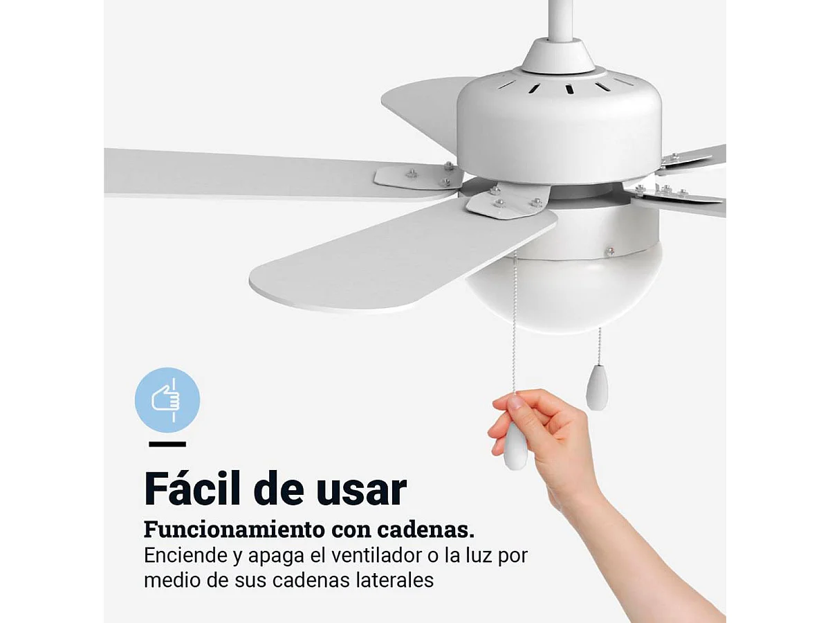 Ventilador de techo Etesios 6042W Universal Blue 50W 5 aspas reversibles blanco/natural Ø106 cm