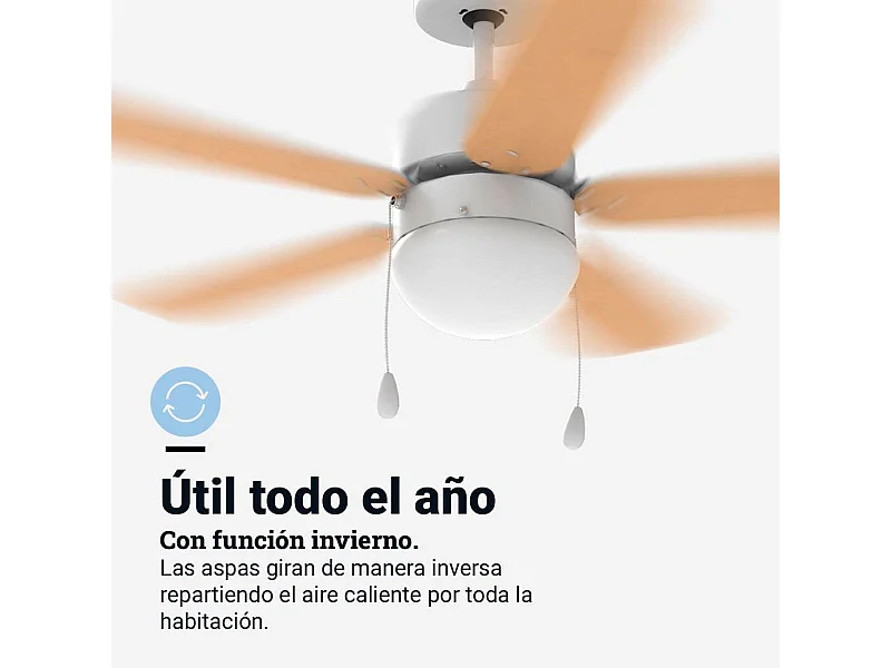 Ventilador de techo Etesios 6042W Universal Blue 50W 5 aspas reversibles blanco/natural Ø106 cm