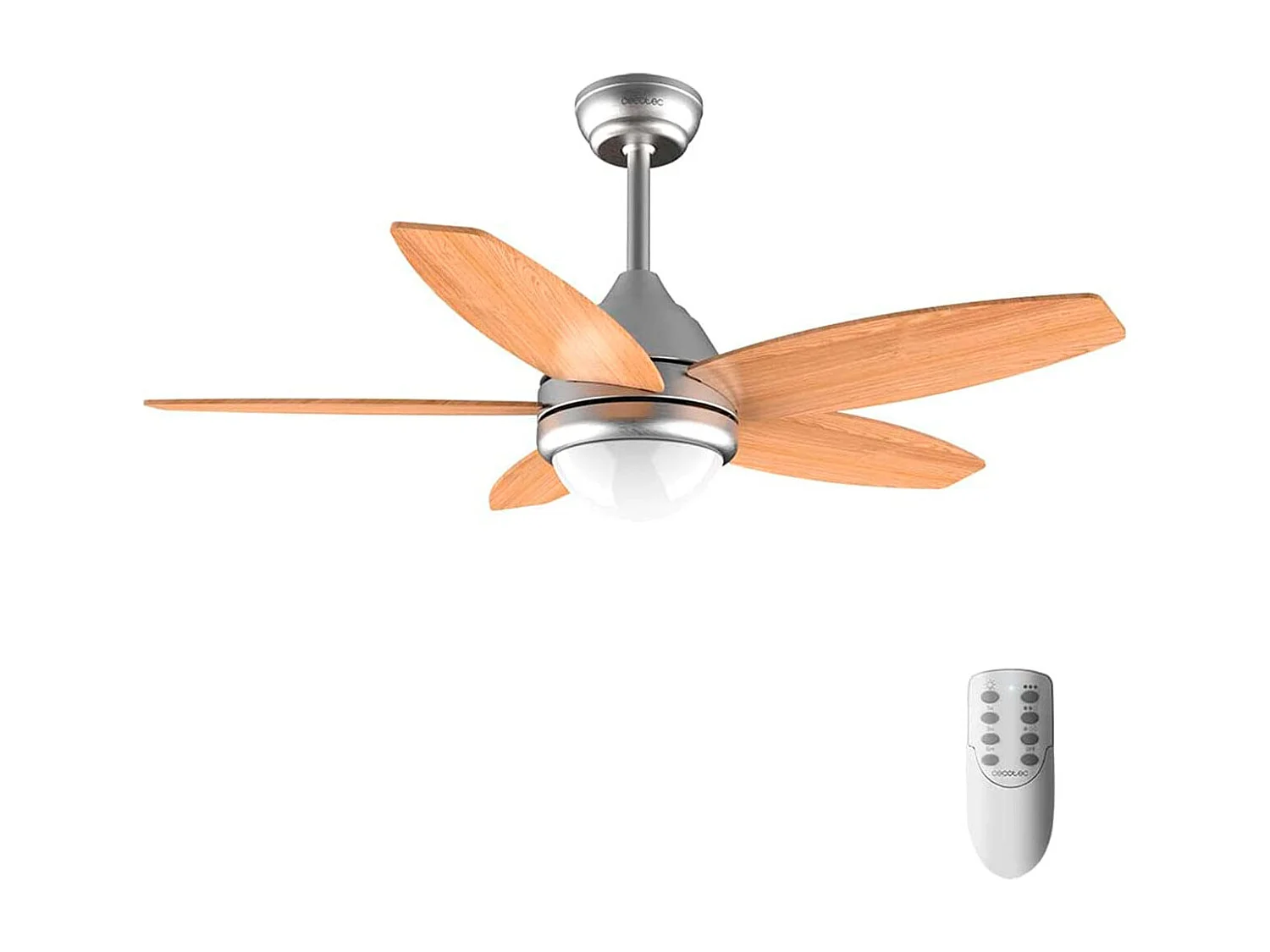 Ventilador de techo EnergySilence Aero 495 con mando 55W 3 velocidades 5 aspas natural