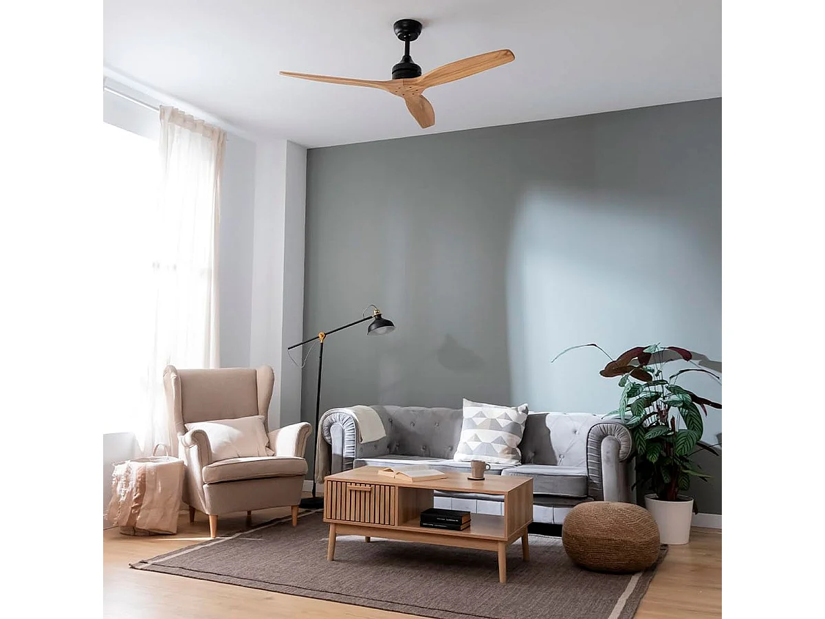 Ventilador de techo Cecotec EnergySilence Aero 5270 40W reversible negro/natural Ø132 cm