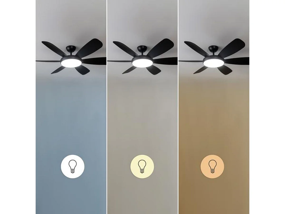 Ventilador de techo EnergySilence Aero 5200 55W 6 aspas con mando a distancia negro Ø132 cm