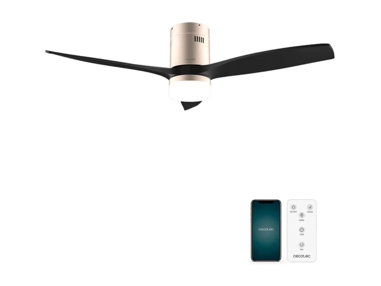 Ventilador de techo Cecotec EnergySilence Aero 5600 Aqua 40W 3 aspas Wifi dorado/negro Ø132 cm