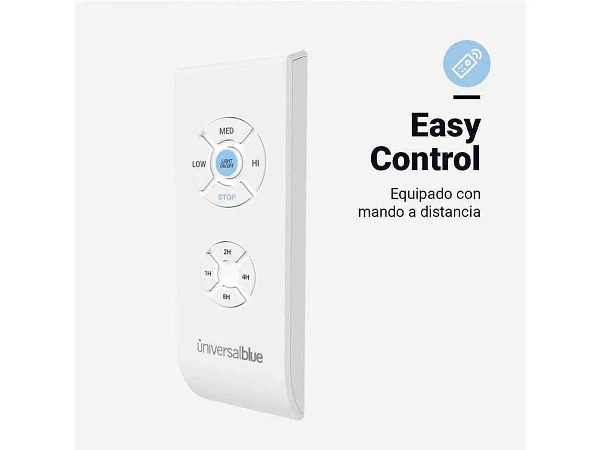 Ventilador de techo Siroco Universal Blue 60W con luz+mando a distancia blanco/madera