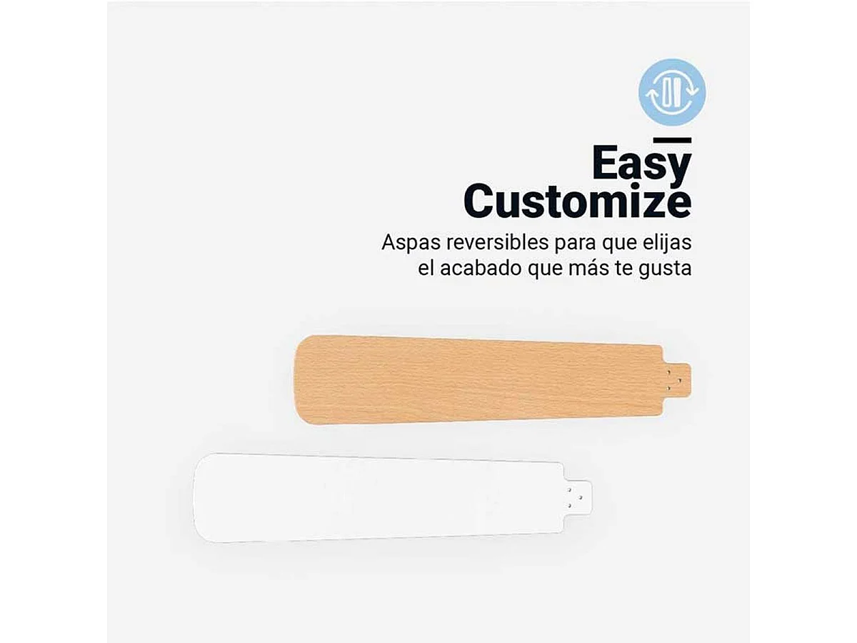 Ventilador de techo Siroco Universal Blue 60W con luz+mando a distancia blanco/madera