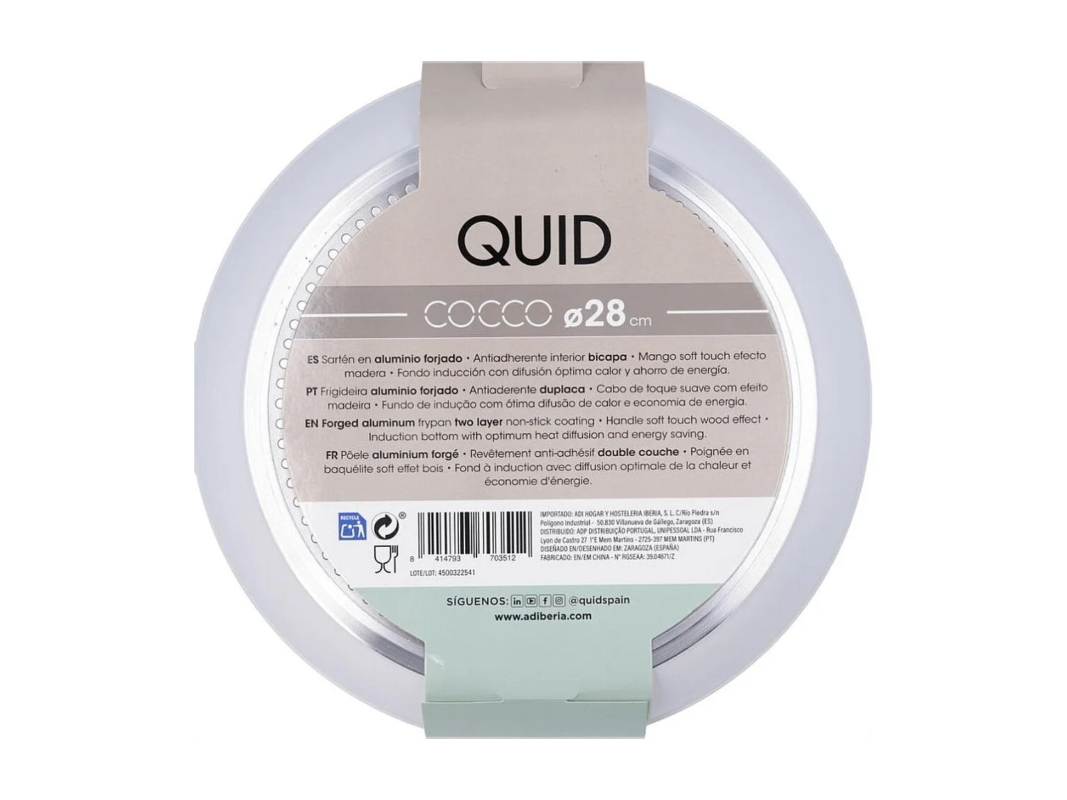 Sartén Cocco Quid aluminio forjado blanco/natural Ø28 cm