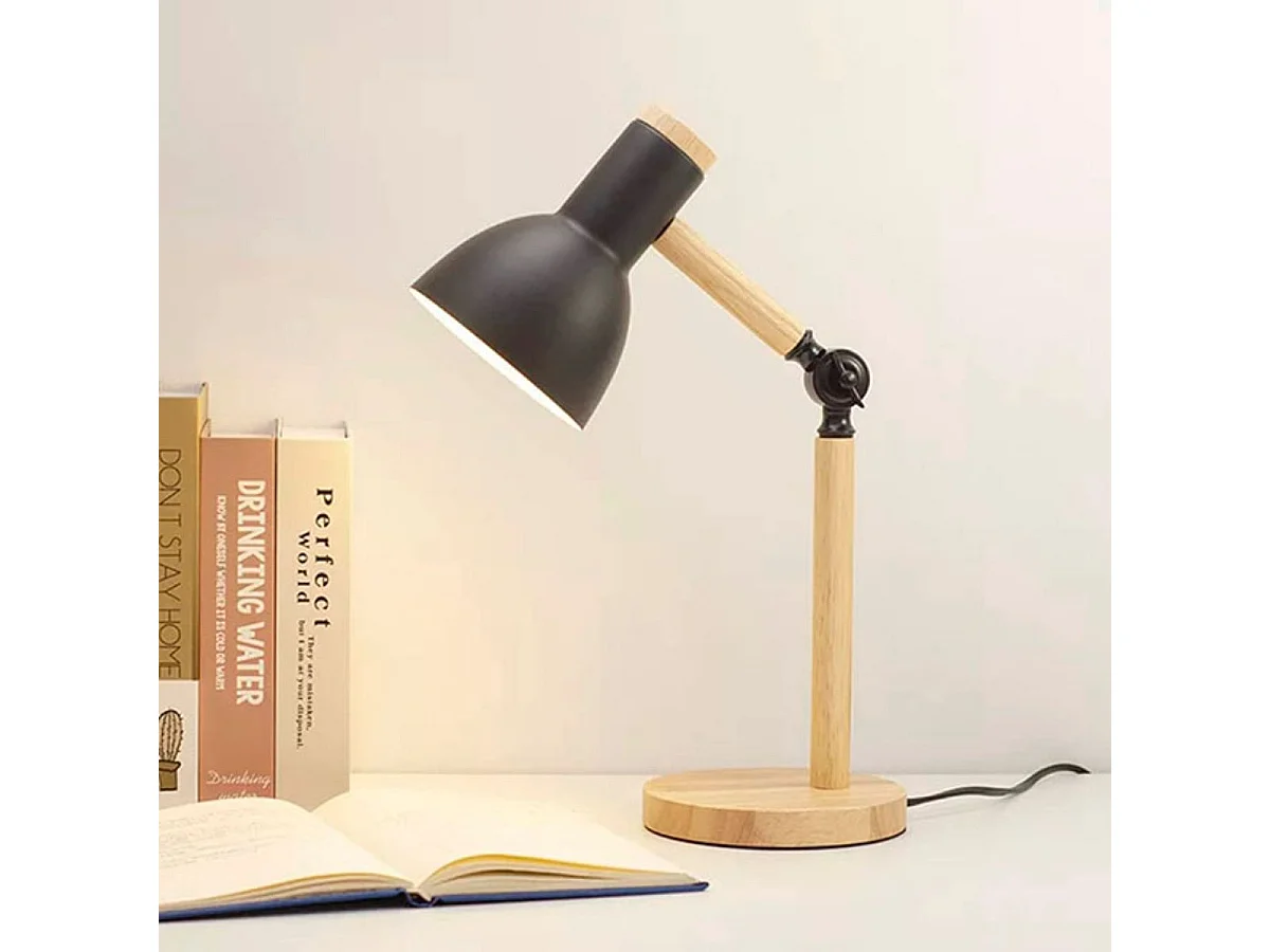 Flexo Teacher Bel Air 40W inclinación regulable negro/natural Ø15x47 cm