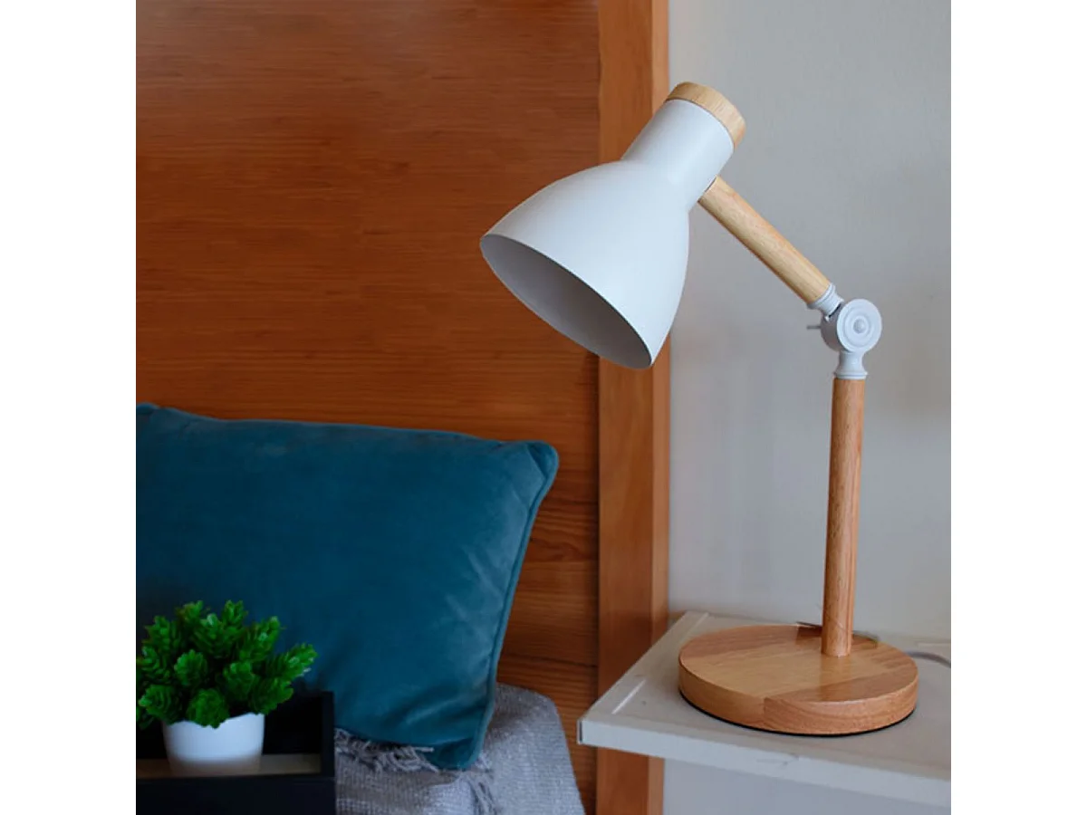 Flexo Teacher Bel Air 40W inclinación regulable blanco/natural Ø15x47 cm