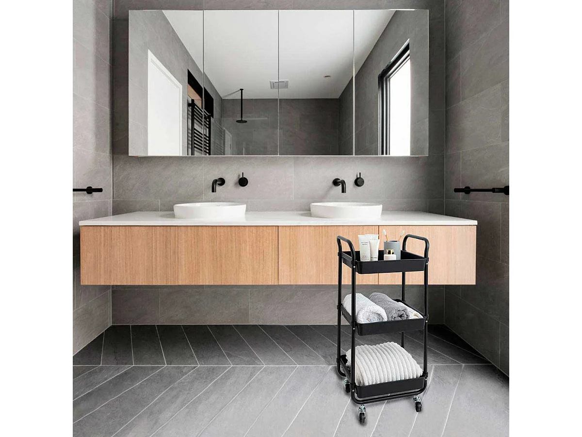 Carrito multiusos Garbo Quid 3 cestas negro 77x34,5x29,5 cm