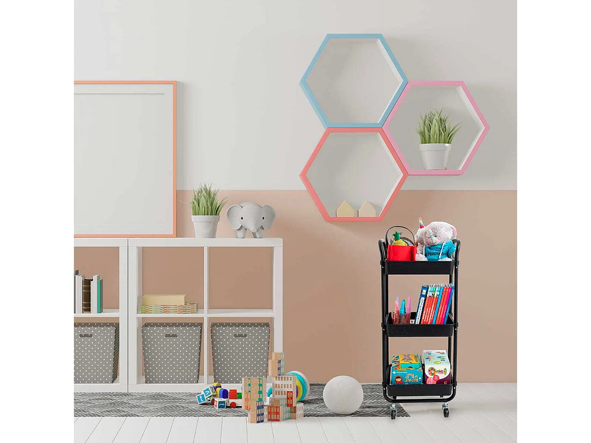 Carrito multiusos Garbo Quid 3 cestas negro 77x34,5x29,5 cm