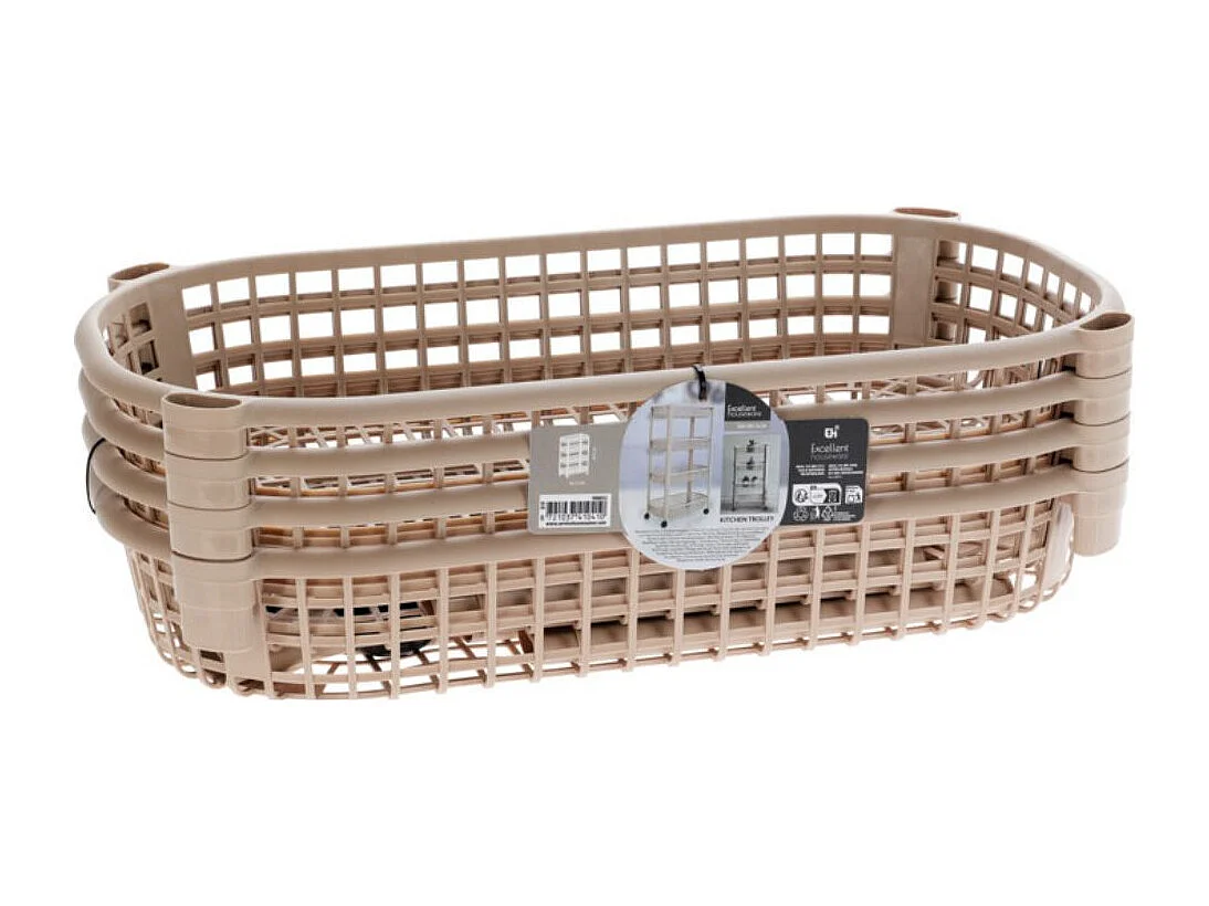 Carrito auxiliar 4 niveles con ruedas beige 78,8x26x46,5 cm