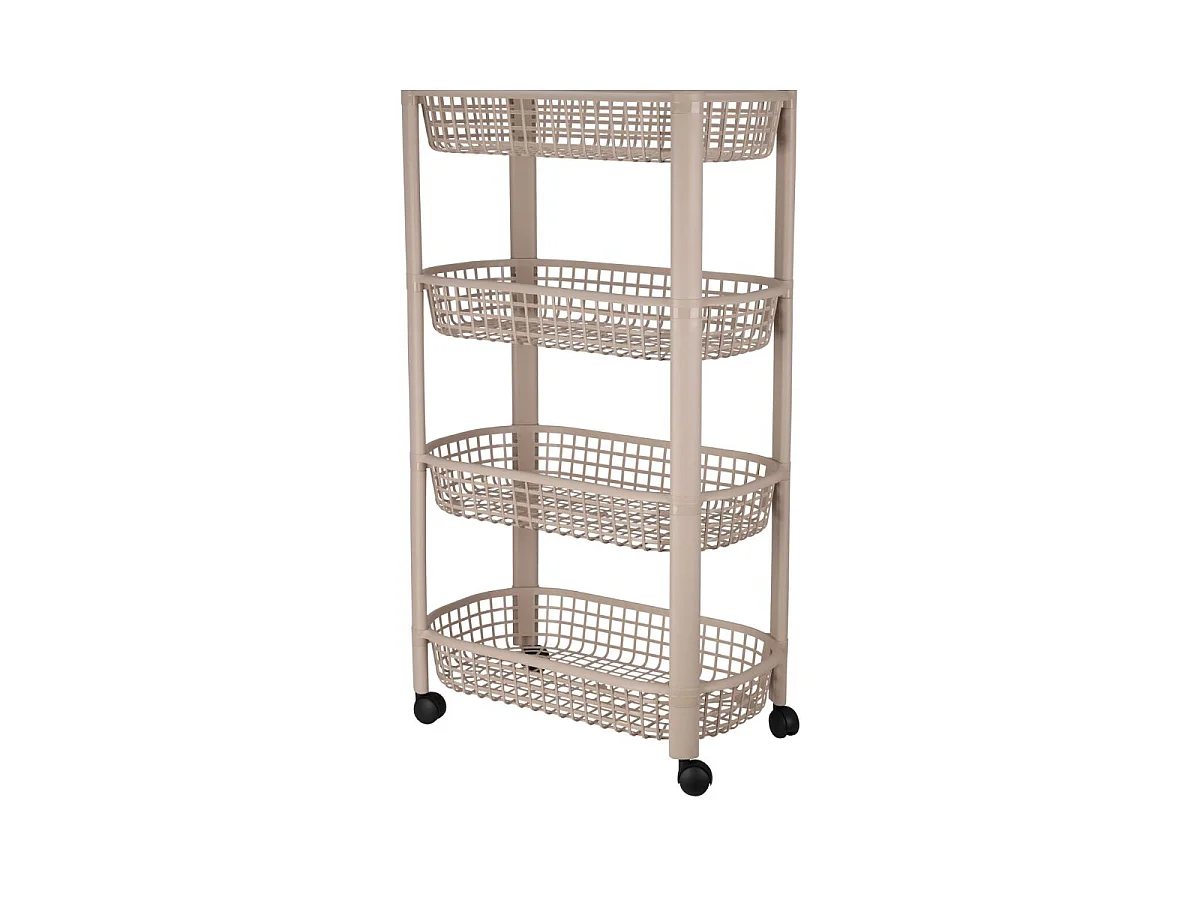 Carrito auxiliar 4 niveles con ruedas beige 78,8x26x46,5 cm