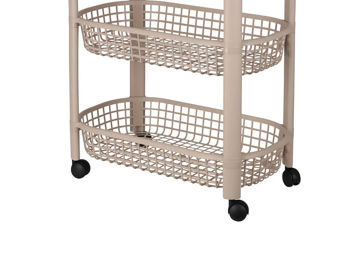 Carrito auxiliar 4 niveles con ruedas beige 78,8x26x46,5 cm