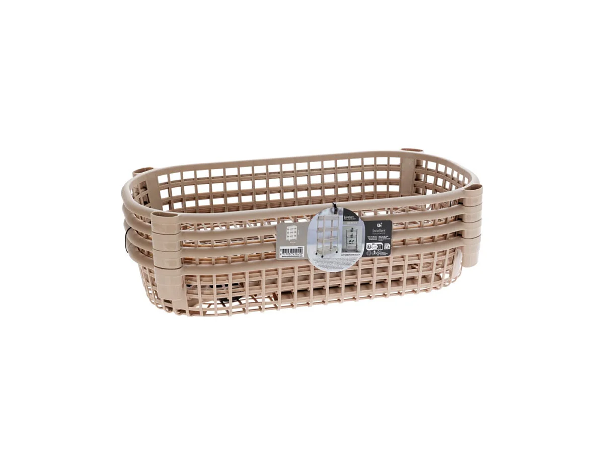 Carrito auxiliar 4 niveles con ruedas beige 78,8x26x46,5 cm