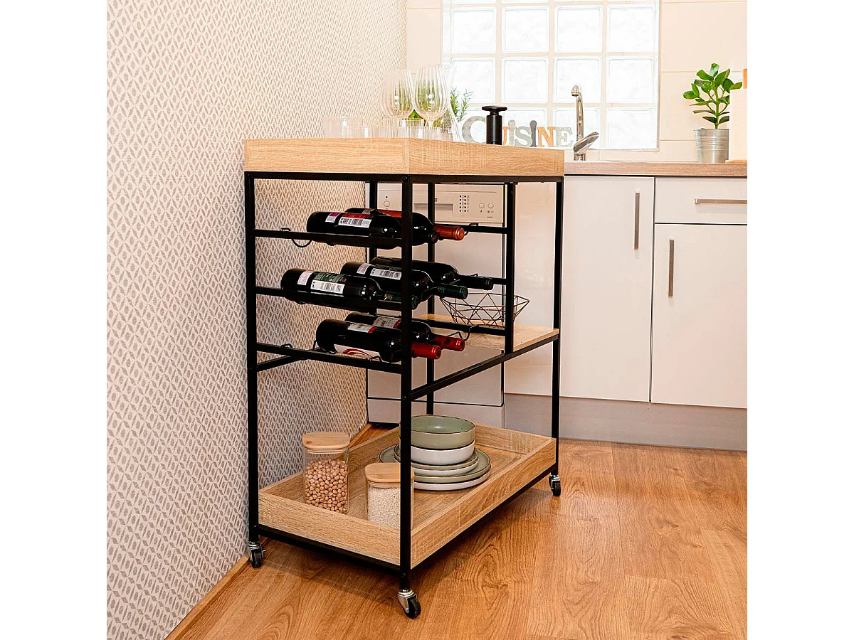 Carrito multiusos MOA Vinthera con ruedas madera 92x75x40 cm