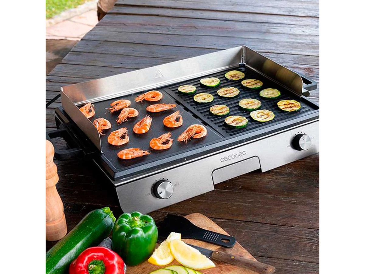 Barbacoa de sobremesa Cecotec PerfectRoast 3000 Inox 3000W 2 zonas mixtas gris