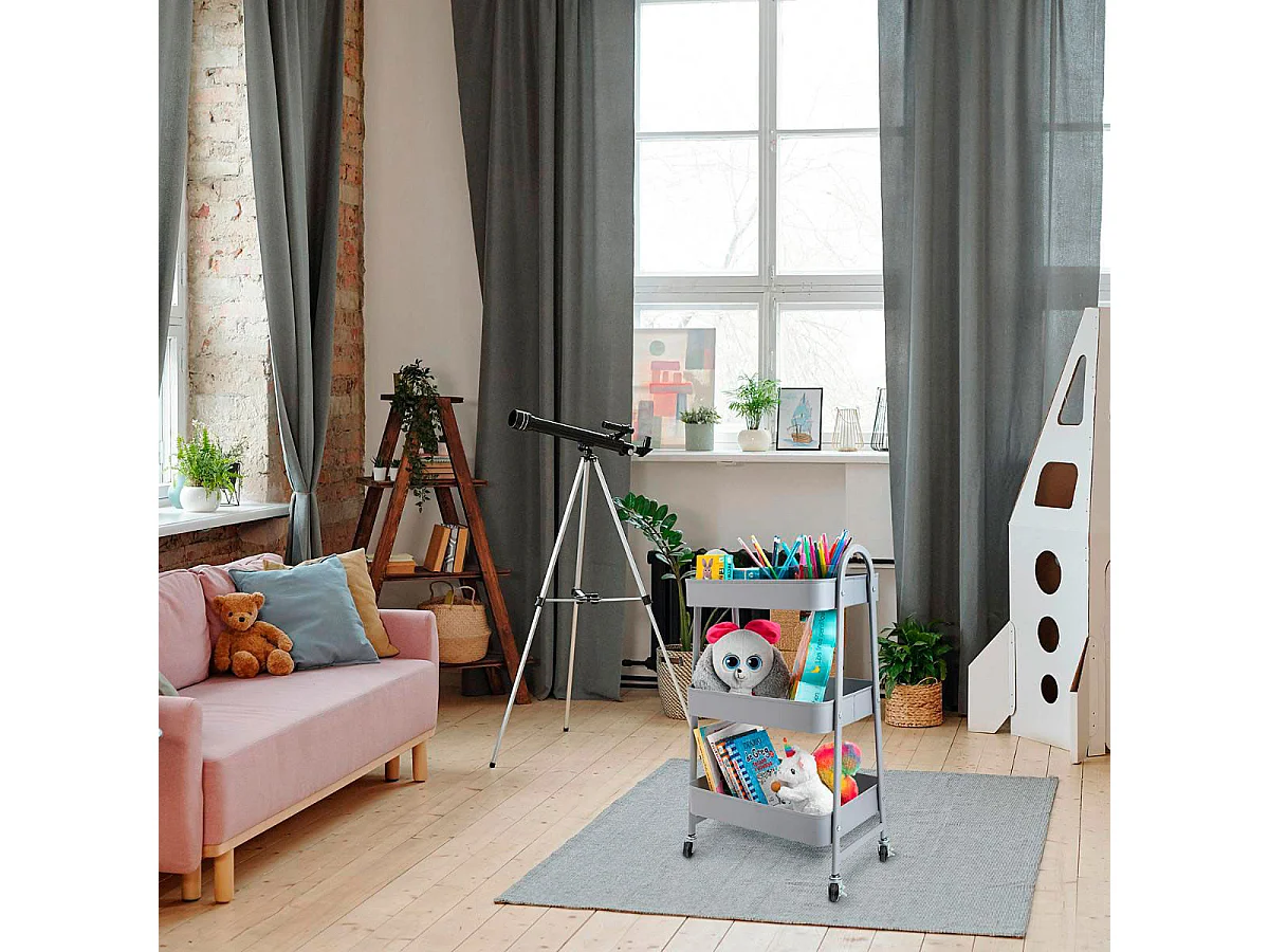 Carrito multiusos Garbo Quid 3 estantes con ruedas gris