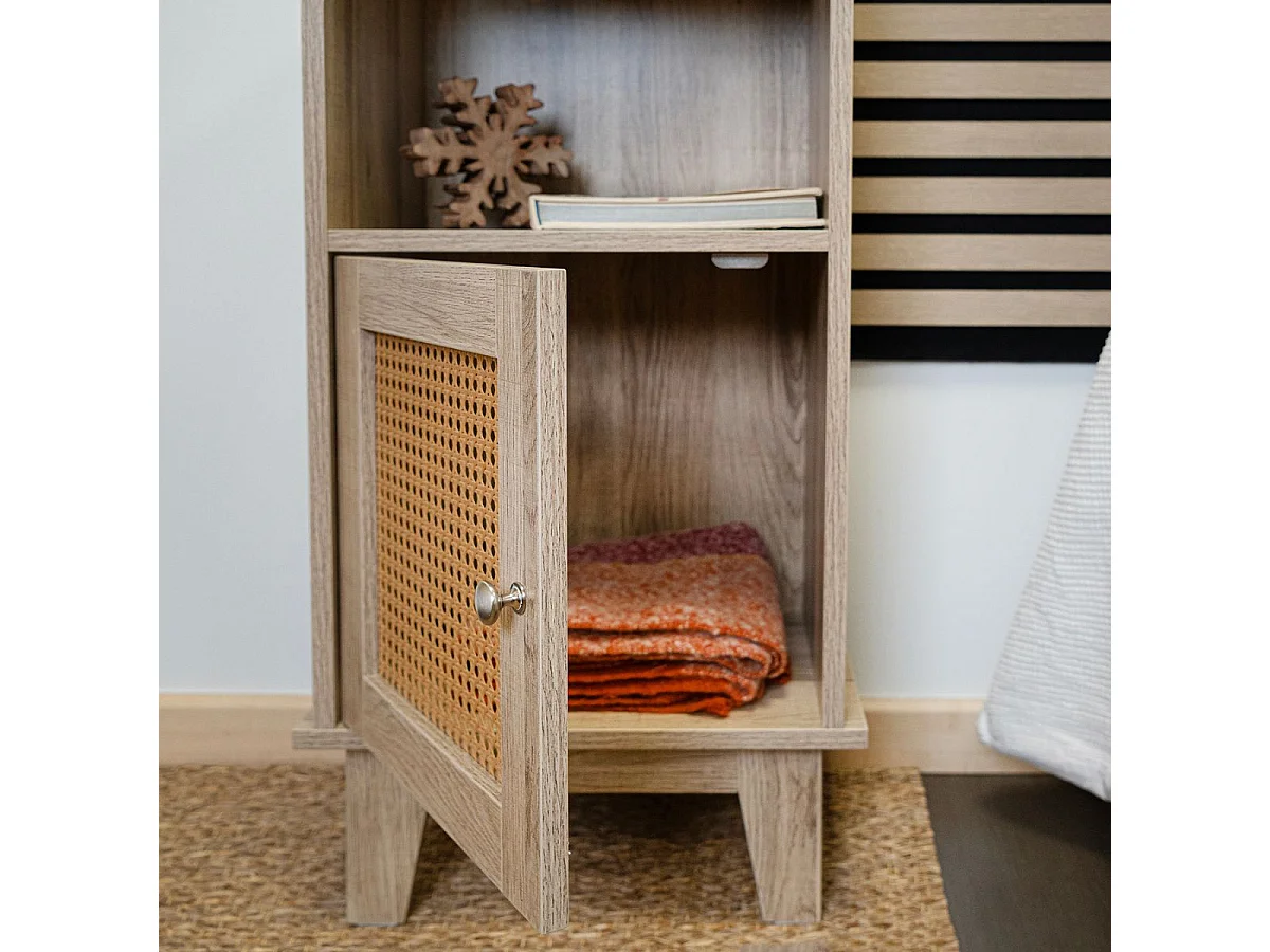 Mesita de noche MOA Vinthera compartimento + armario natural 80x40x30 cm