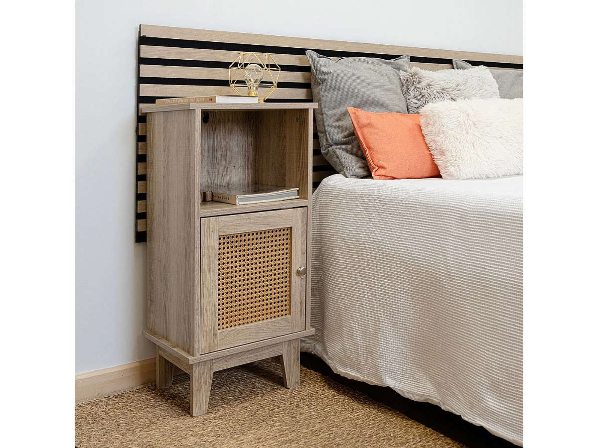 Mesita de noche MOA Vinthera compartimento + armario natural 80x40x30 cm