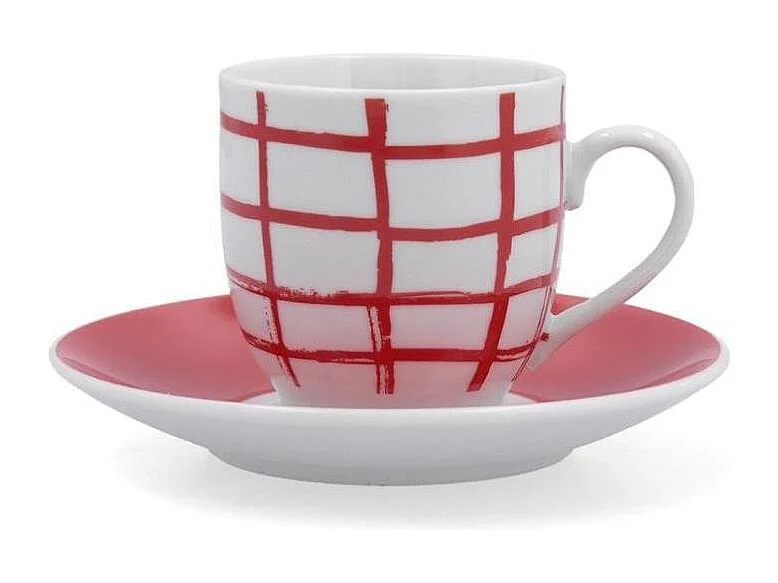 Pack de 6 tazas Kansas Quid porcelana rojo 9 cl