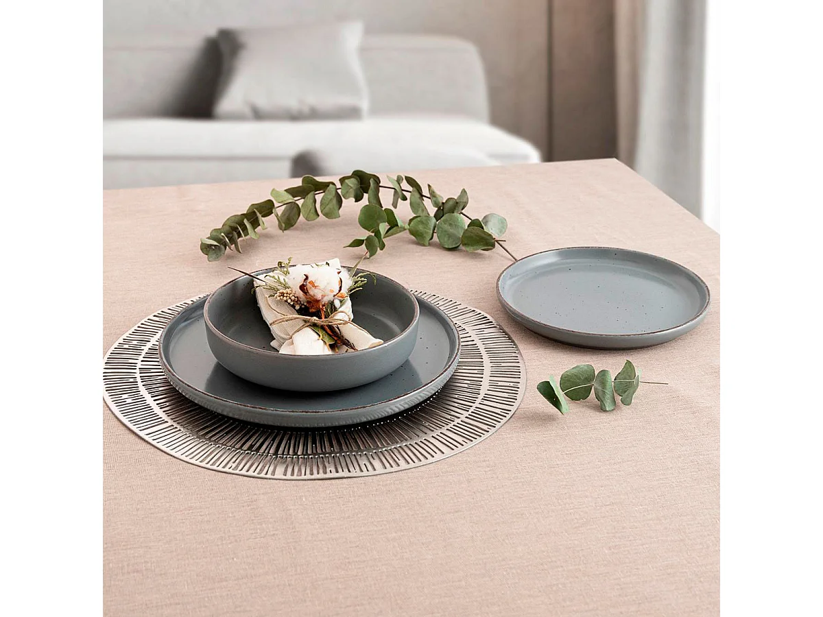 Vajilla Duna Quid 12 piezas 4 servicios diseño elegante gris