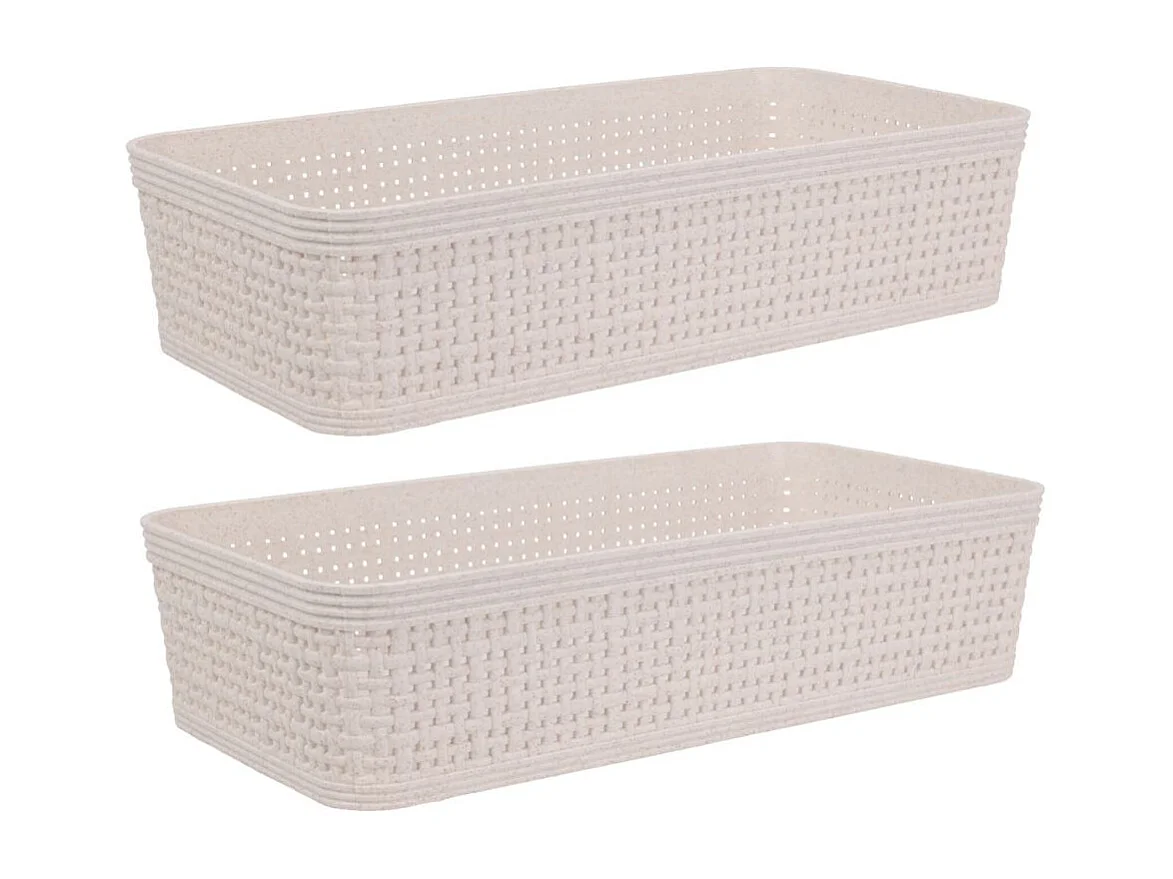 Pack de 2 cestas organizativas beige 6x13x25 cm