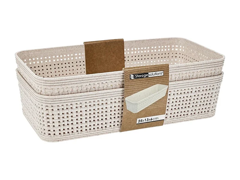 Pack de 2 cestas organizativas beige 6x13x25 cm