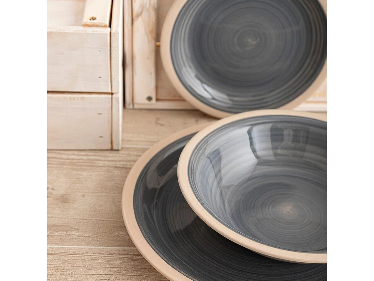 Vajilla Baltic Quid 18 piezas 6 servicios cerámica gris