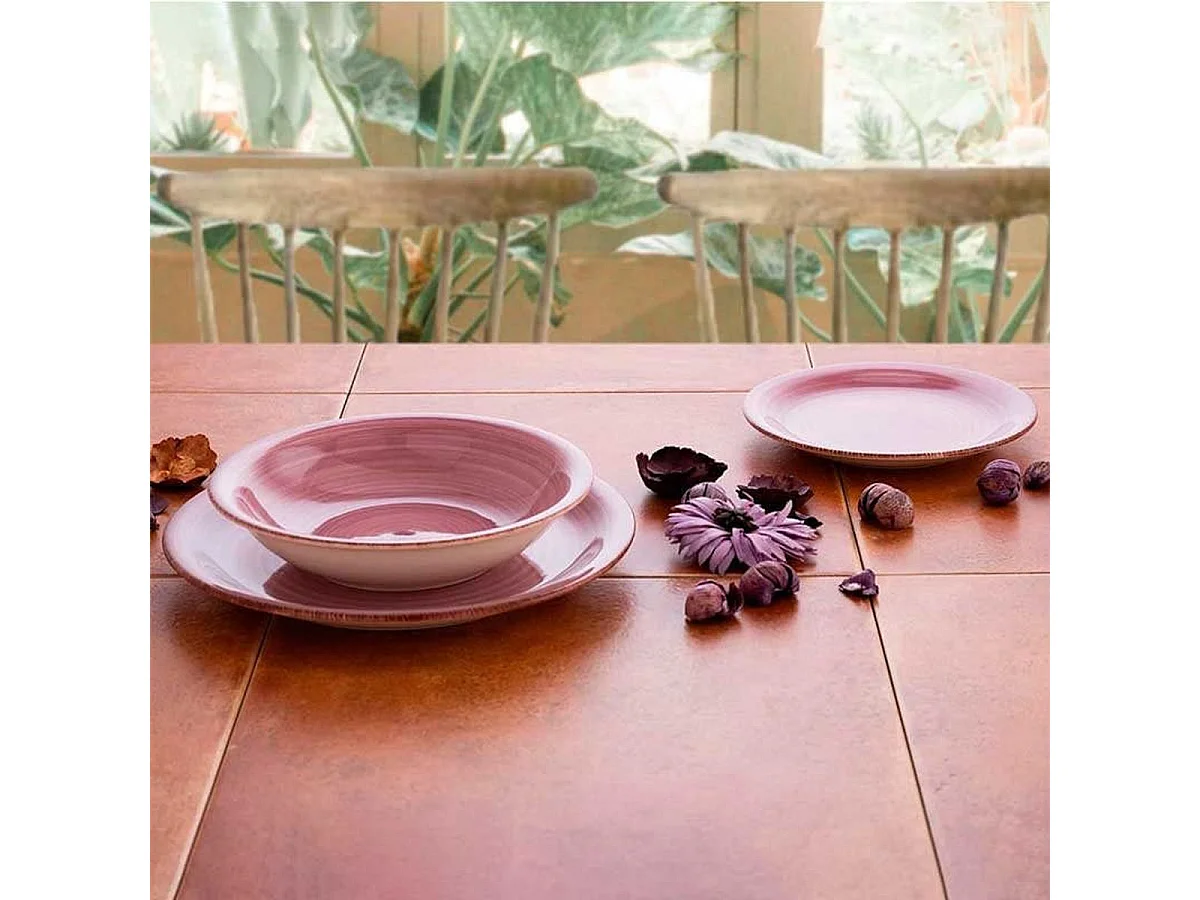 Vajilla Vita Peoni Quid 18 piezas gres rosa