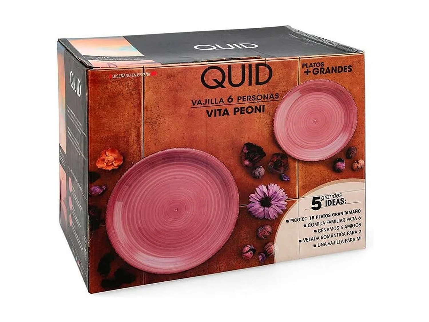 Vajilla Vita Peoni Quid 18 piezas gres rosa