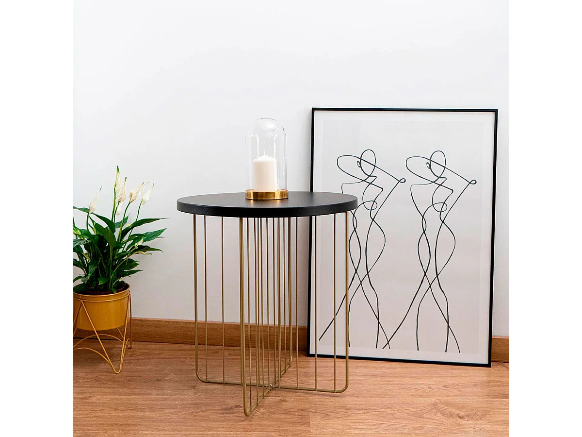 Mesa auxiliar MOA Vinthera forma redonda negro Ø44x47,8 cm