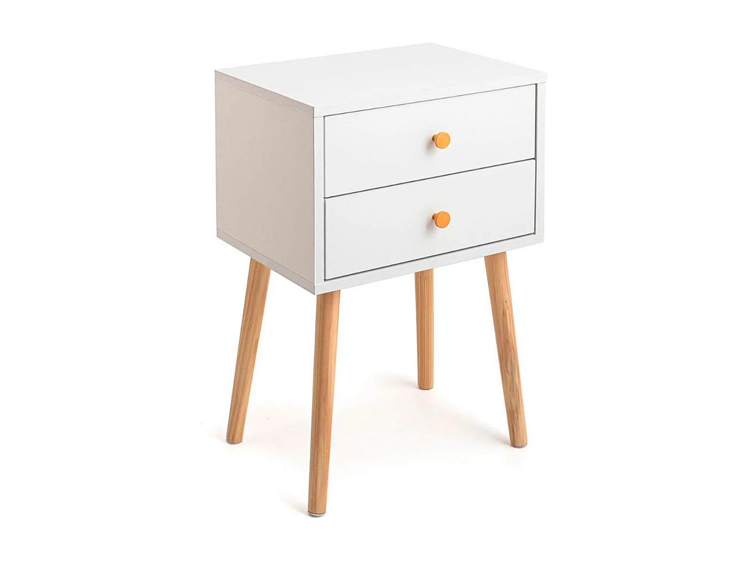 Mesita de noche MOA Vinthera 2 cajones blanco/madera 62,5x40x30 cm