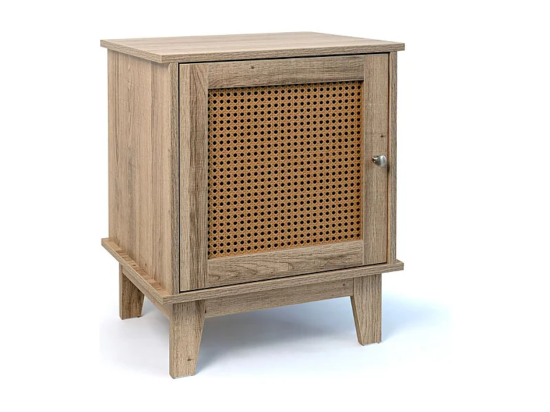 Mesita de noche MOA Vinthera con armario ratán natural 60x48x40 cm