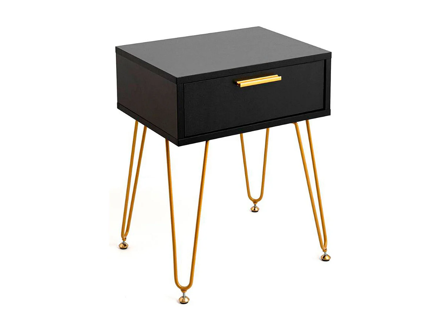 Mesita de noche MOA Vinthera 1 cajón negro/dorado 50,3x40x30 cm